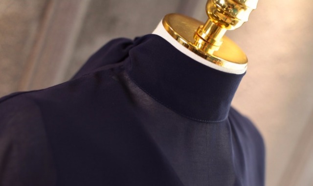 TED BAKER レース 襟 ハイネック シフォン ワンピース 長袖 フレア