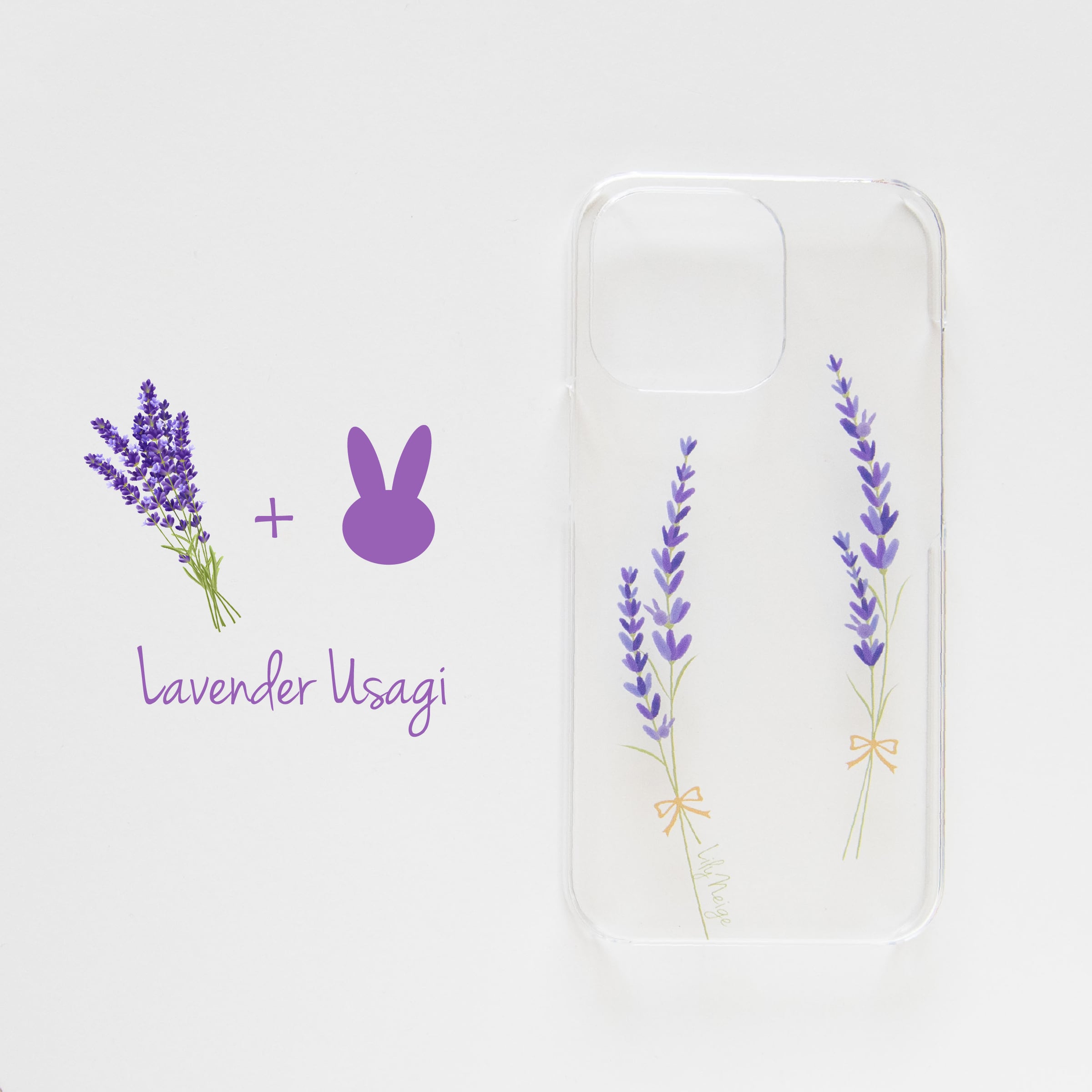 可愛い ラベンダーとウサギのスマホケース かわいい カワイイ らべんだ