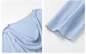 Drape Neck half Sleeve Rib Knit【H00071】