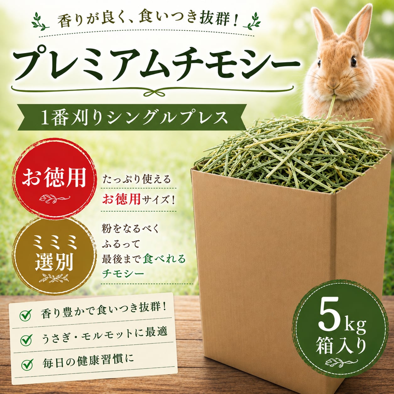 れい様　プレミアムチモシーペレット　5kg スーパープレミアムチモシー5kg箱入【ミミミ選別】 | うさぎ専門店