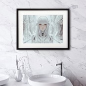 Cyber Angel|人とテクノロジーが融合する近未来アートポスター|幻想的な光が空間を包み込むサイバーパンクインテリアA4ポスター