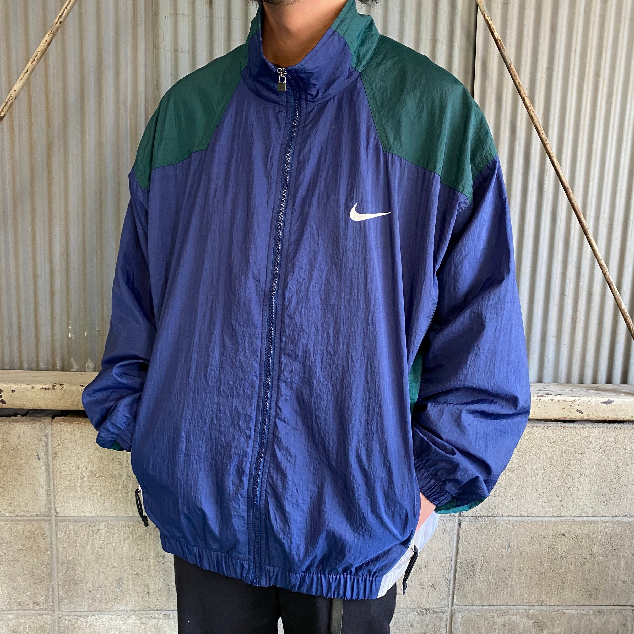 90s NIKE 背ロゴ 筆記体 ナイロン ジャケット ビンテージ