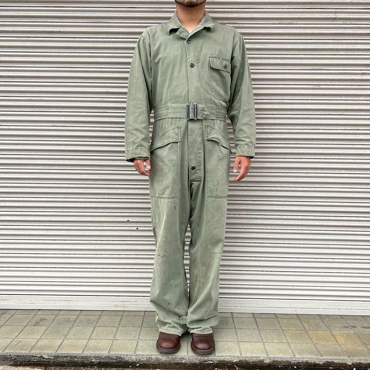 MILITARY◇オールインワン/36/--/KHK/ヘリンボーン/月桂樹/つなぎ/推定 