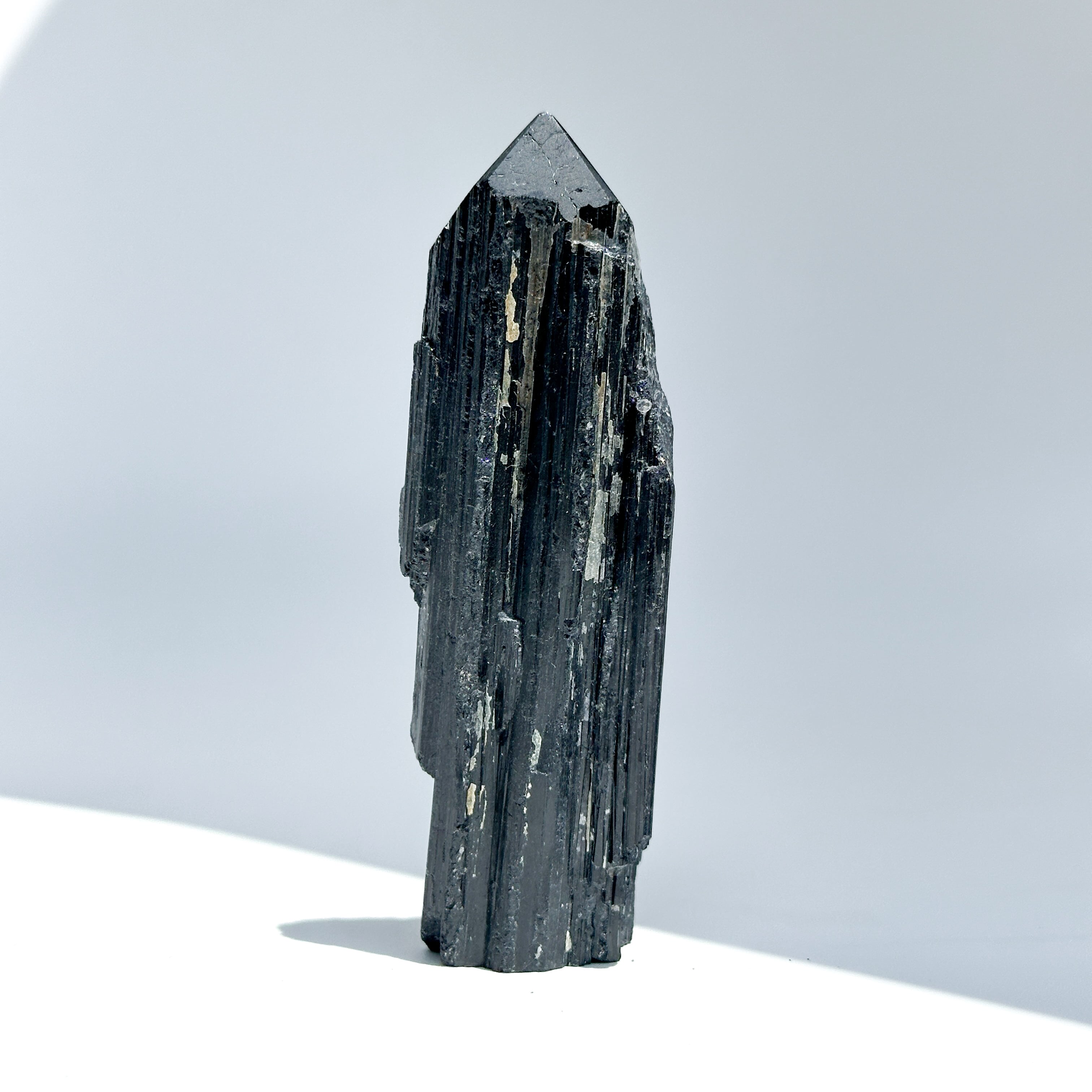 クンツァイト・ブラックトルマリン・パイライト　共生ポイント　太め タワー ブラックトルマリン タワー14◇ Black Tourmaline ◇天然石・鉱物