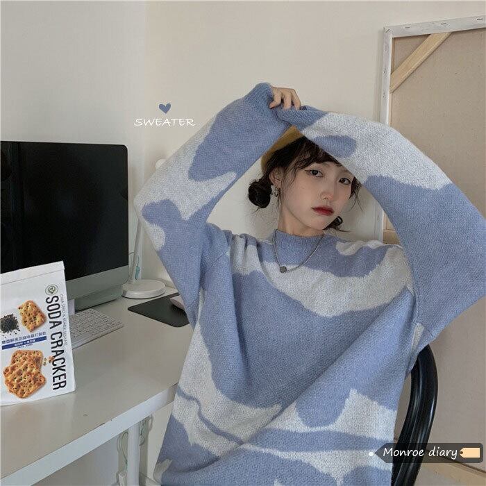 スタンダードセーター ルーズトップス ニット レトロ ウィンター 冬物 モンロー1301258819