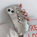 【iphone15対応】 シルバー アクセサリー ストラップ ハート チェーン 韓国風 グリッター メッキ 加工 防塵 iphone ケース