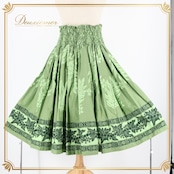 フラダンス 衣装 パウスカート グリーン系 ハワイアンプリント アロハ ハワイアン シングル スカート 植物柄 かわいい おしゃれ 大人っぽい 落ち着いている レッスン 練習 黄緑 緑 フラ ダンス ふんわり フレア スカート エレガント ダンスウェア カジュアル リーフ柄 トロピカル パーティー