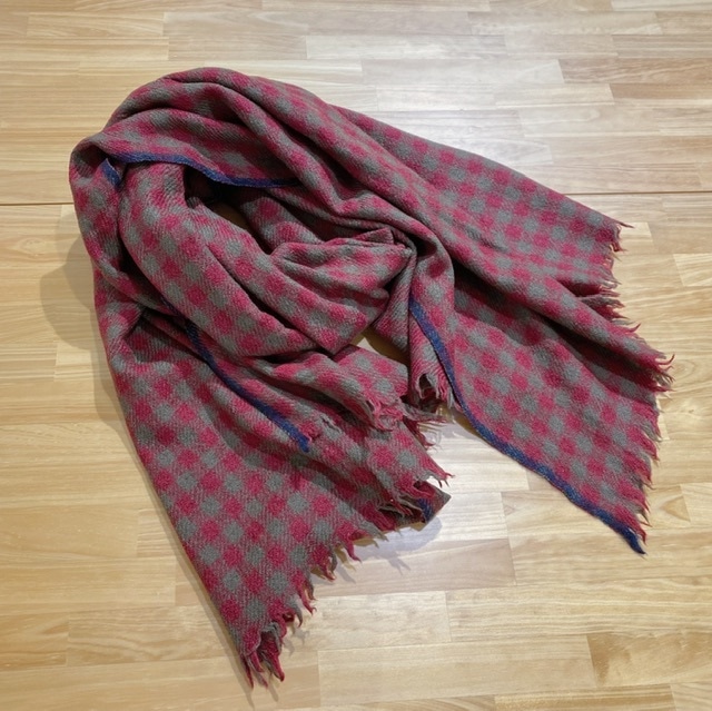 maison de soil wool silk gingham selvedge check stole