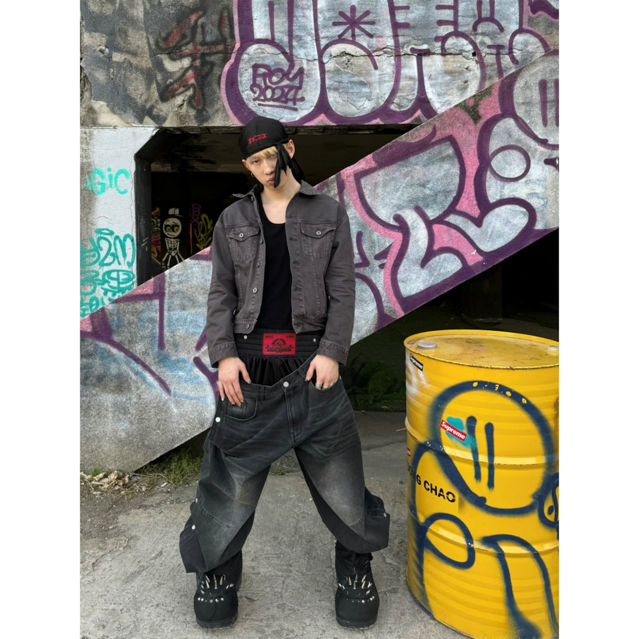 ストリート RYE CHASIN パッチワークデニムパンツ P383