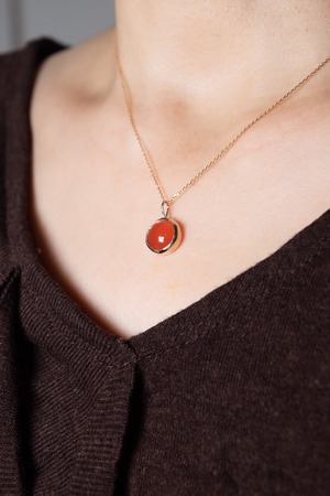 K10 Round Carnelian Pendant(L) 10金ラウンドカーネリアンペンダント(大粒)