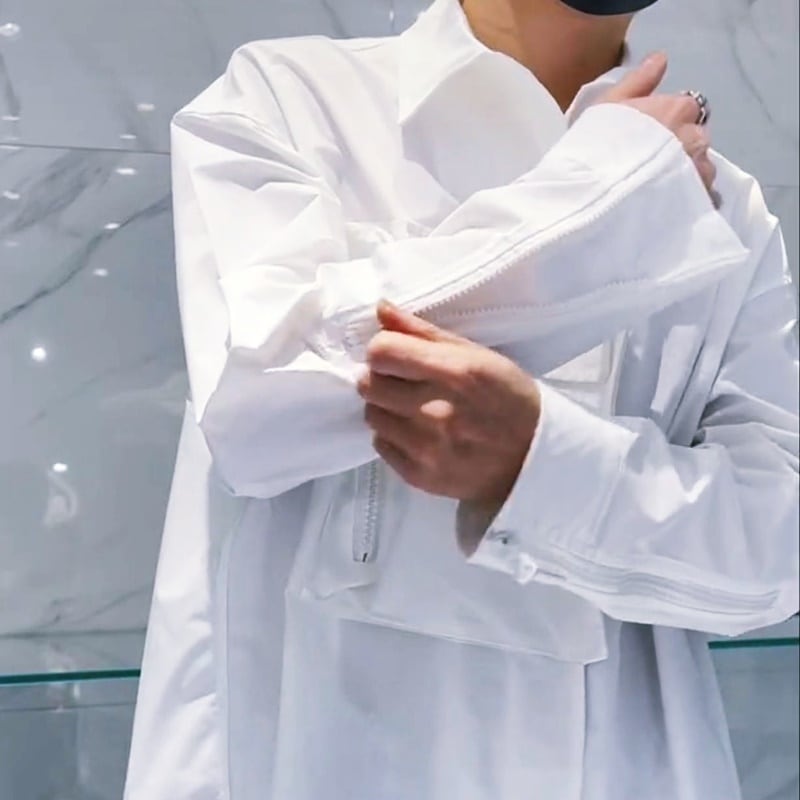 ジッパースリーブ フライフロントシャツ 2カラー LB0558