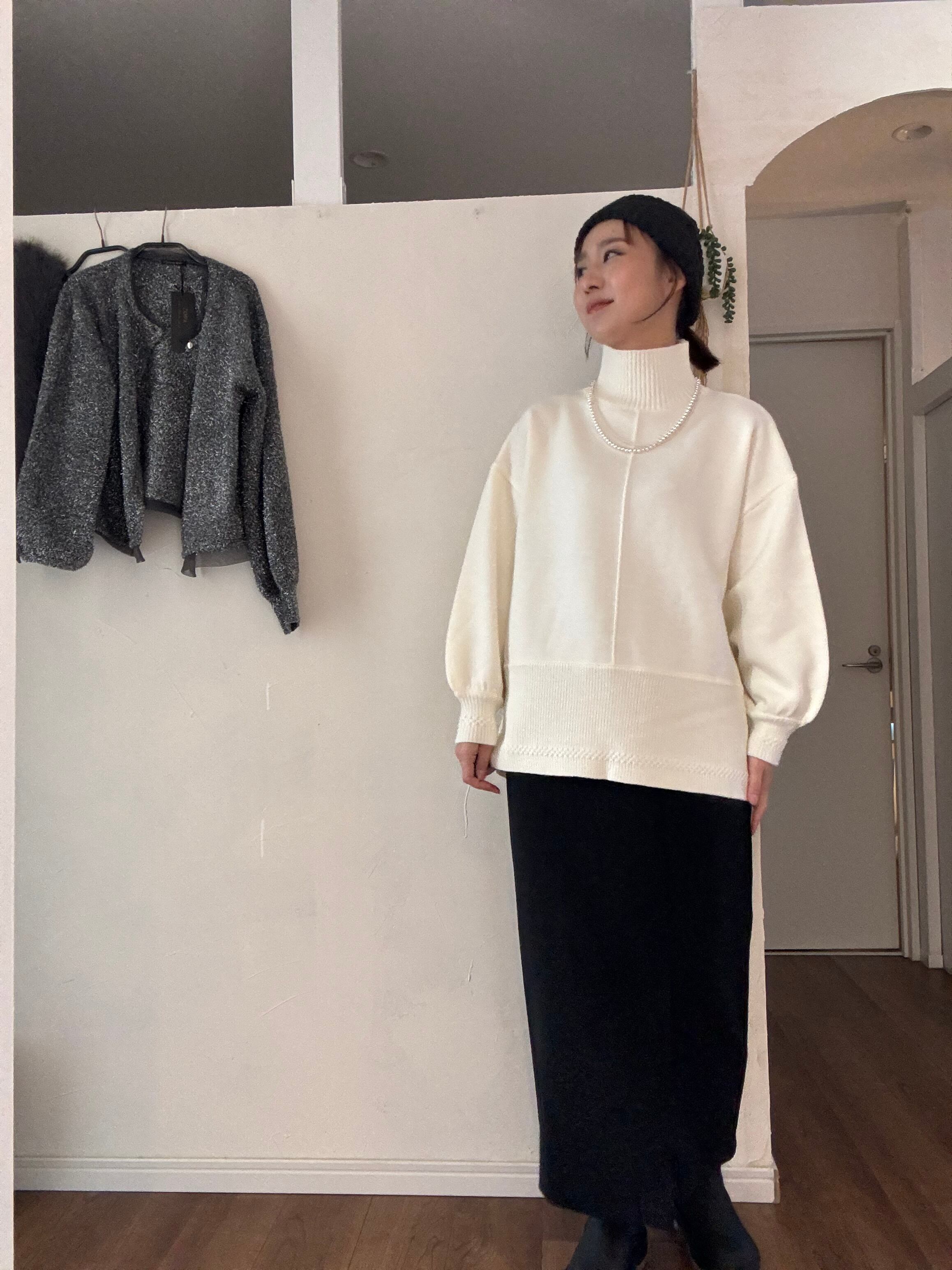 【SELECT】バックスリットリブ柄ニット