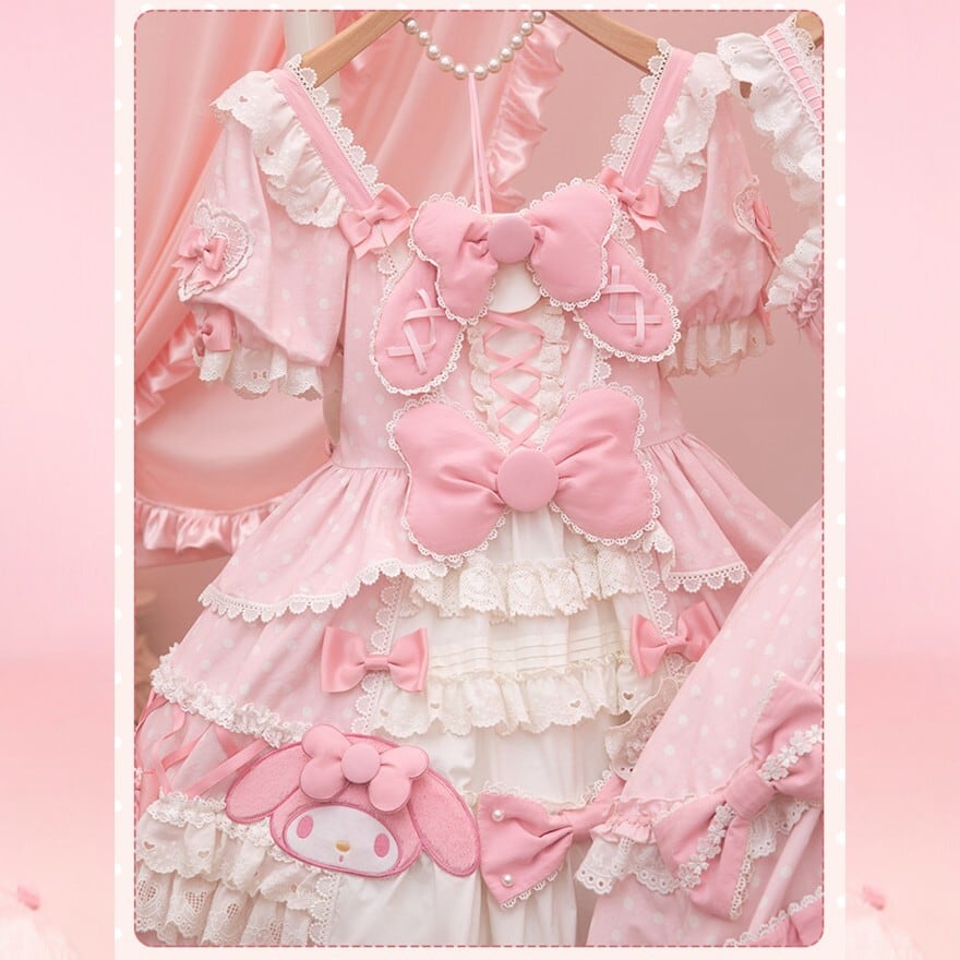 マイメロディコラボ ときめきピンクのアイドル甘ロリワンピース