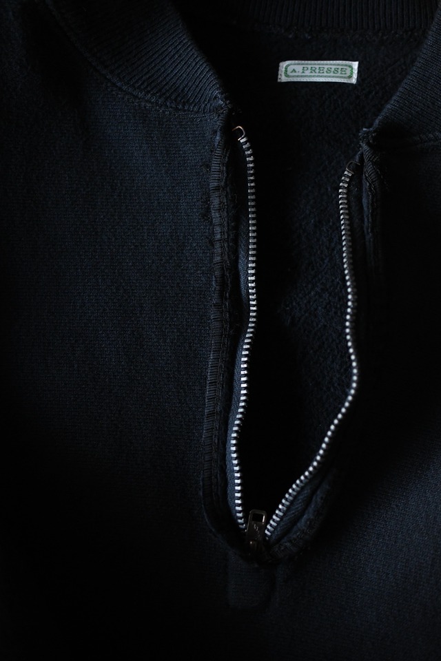 A.PRESSE / Vintage Half Zip Rib Collar Sweatshirt (BLACK)