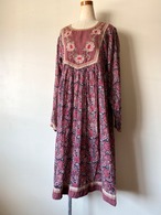 Embroidery Indian Cotton Dress(NAVY)
