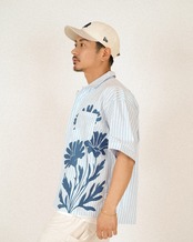 【#Re:room】BIG FLOWER PRINT STRIPE SHIRTS［RES126］