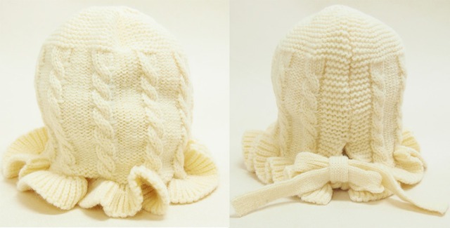 ケーブル編み+パイピングデザイン子ども用ニット帽 防寒 キッズ 防寒