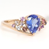 タンザナイト 0.98ct アミュレット リング 脇石0.2ct k18pg