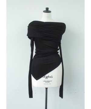 【24AW】MUKASA ムカサ/ OFF SHOULDER RANDOM RIB TOP / トップス