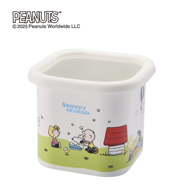 スヌーピー（SNOOPY）「グリーンフィールド」 ホーローキューブストッカー・S　SNJ-2414／850ml  保存 冷蔵庫 冷凍庫 保存容器 常備菜 お惣菜 おかず 漬物 琺瑯 キッチン テーブルウェア グッズ 豊琺瑯 可愛い ギフト　4589700557558