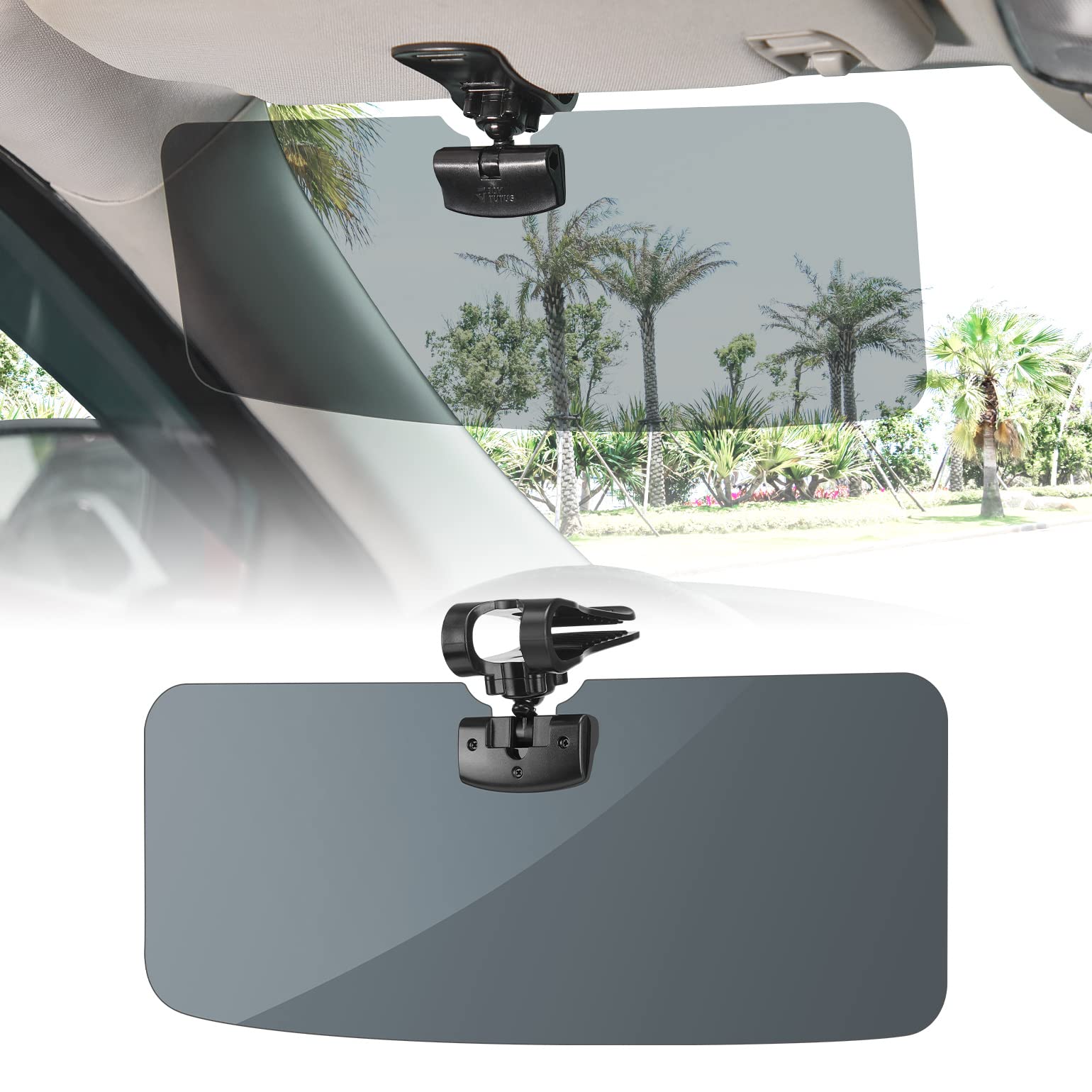 【努力特価】JOYTUTUS サンバイザー 車 SUV汎用 偏光サンバイザー カーサンバイザー フロント 日よけ グレー 左右前後調整可能 360°回転 アンチグレアカーサンバイザ 紫外線 反射光 眩しさ避け 意匠権を取得 日射し 照り返しを簡単カット カー用品