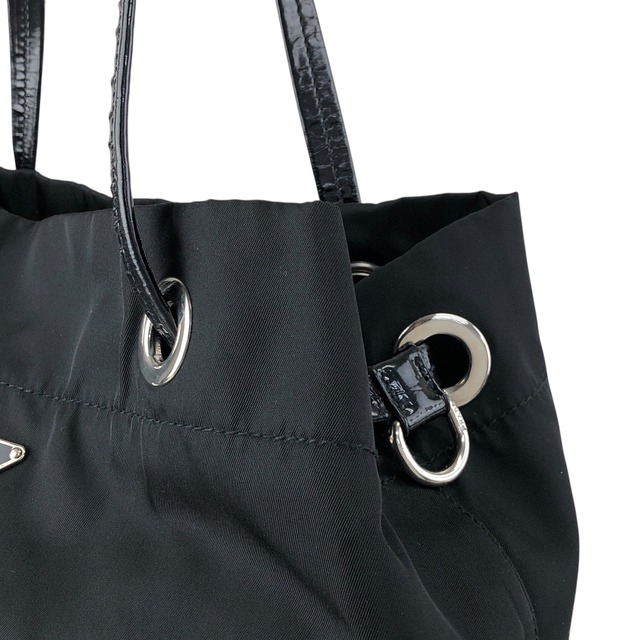 PRADA プラダ トートバッグ ブラック トライアングルロゴ ナイロン 巾着 vintage ヴィンテージ オールド 8y7i6t
