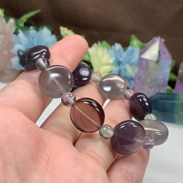 14.コイン型☆レアカラーフローライト ブレスレット