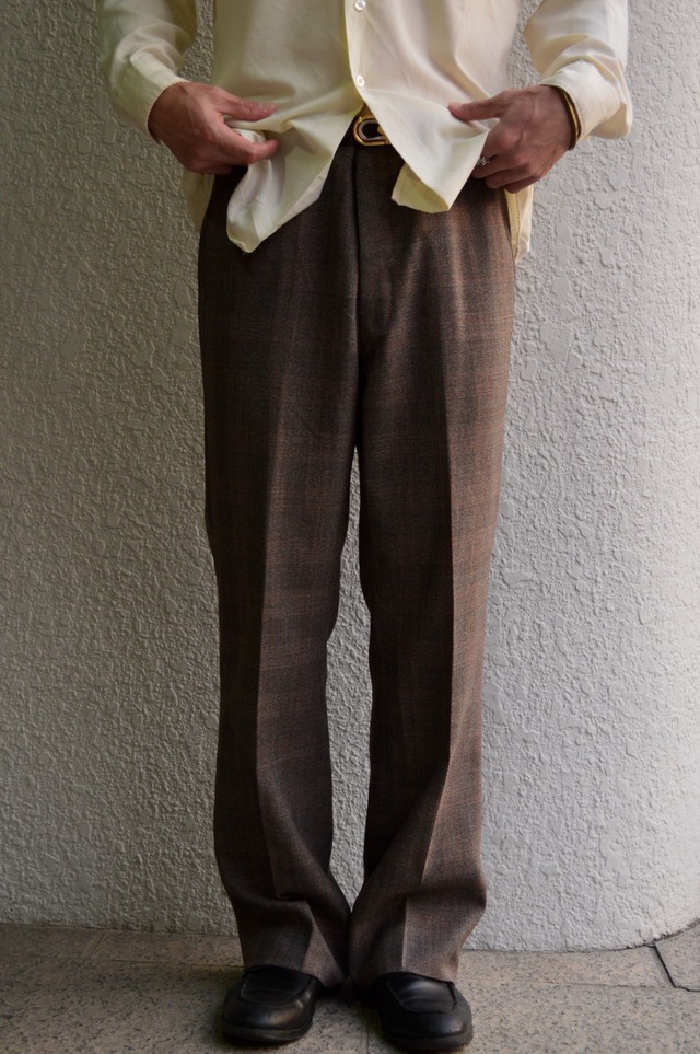 1970's Old Vintage Wool Flare Slacks Prince of Wales Check TALON ZiPPER オールドビンテージ 70s チェックウール フレアスラックス