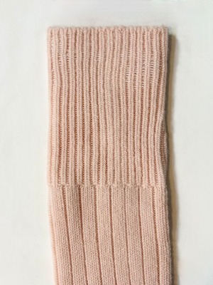 yahae・Wool Low Gauge Ribbed Knee Socks・Baby Pink 4-4032-22
