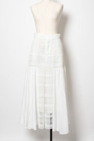 Stripe Lace Shiny Gather Pants　WHITE