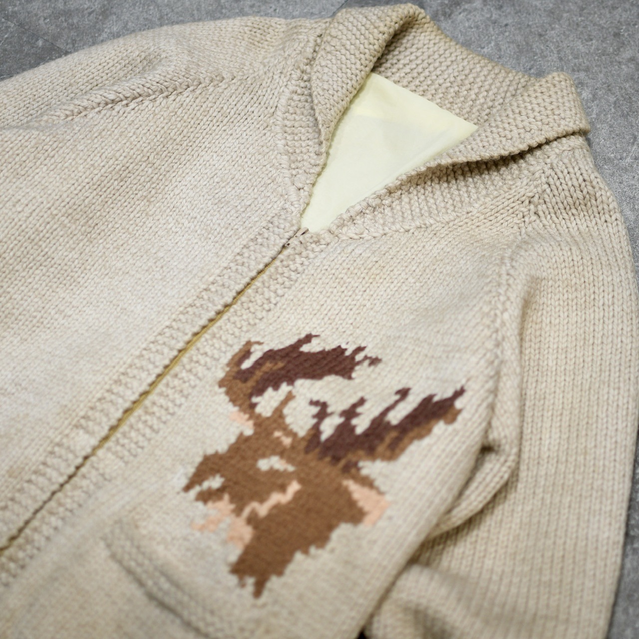 70's~ deer cowichan sweater