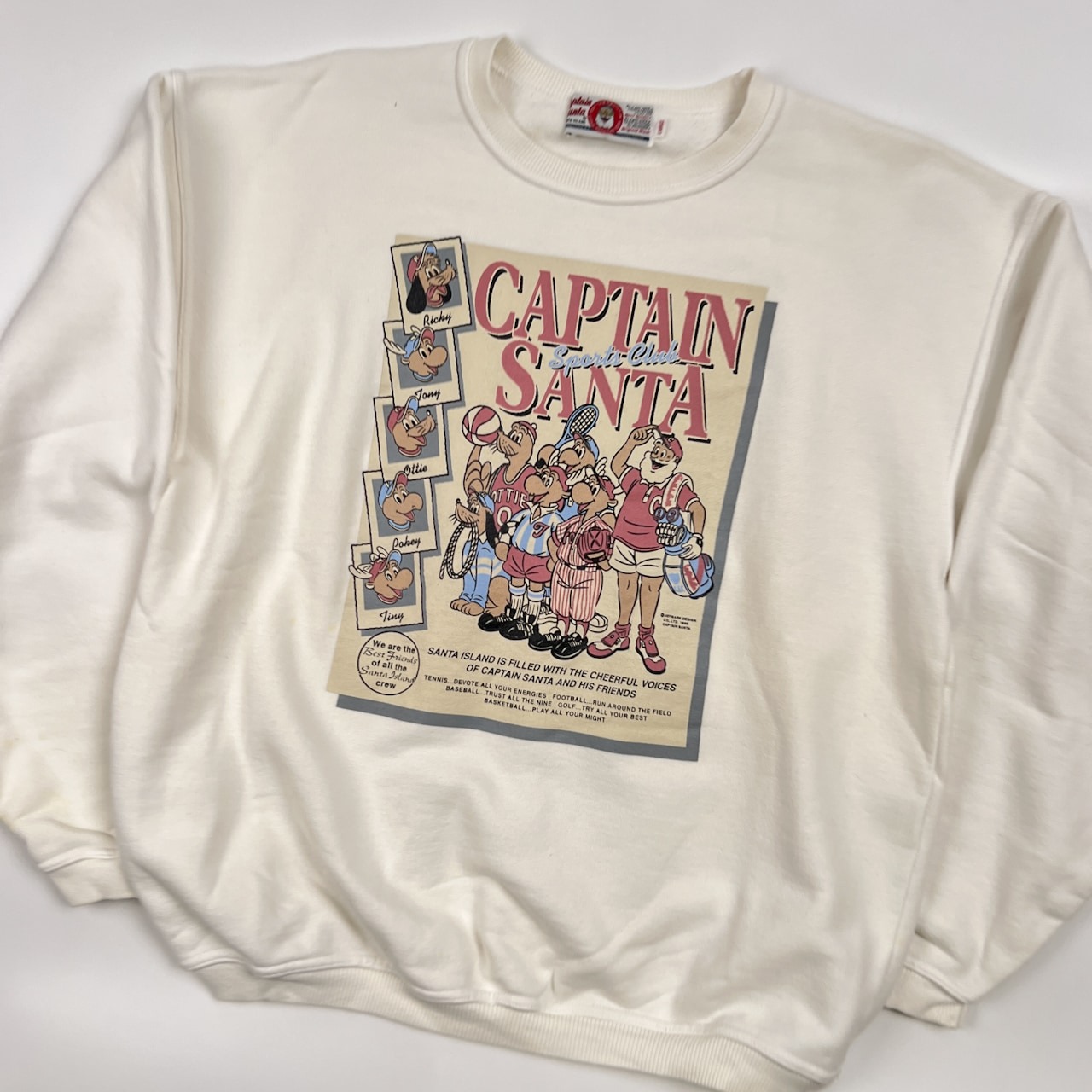CAPTAIN SANTA キャプテンサンタ BIGプリント スウェット トレーナー サイズ L /ホワイト×ベージュ/オールド/日本製