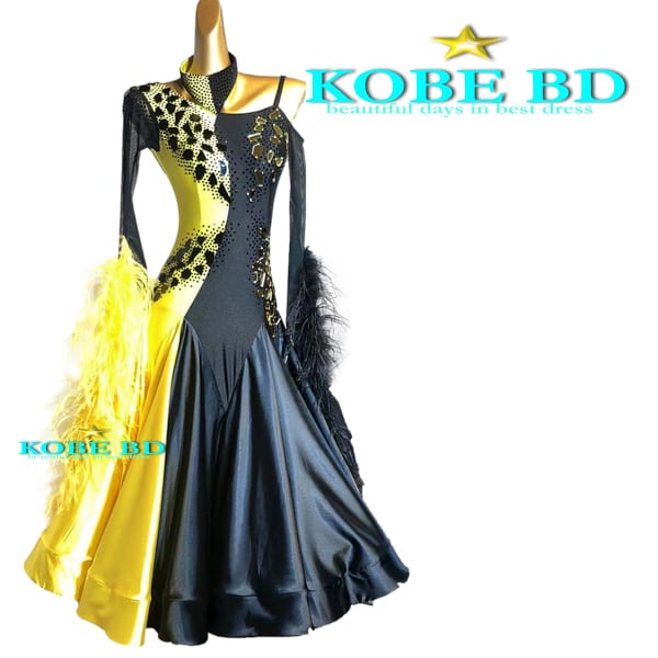 【社交ダンスドレス】⭐️【商品番号AIー 240424】スタンダードドレス / (イエロー&ブラック)