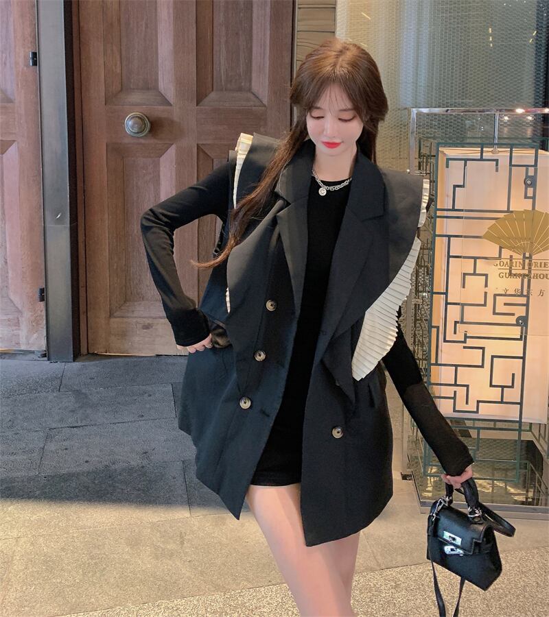 ブラックノースリーブジャケット ガールズファッション89593054739