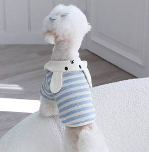 M/即納【tiolio】Waffle Rabbit Collar Tee《Blue》