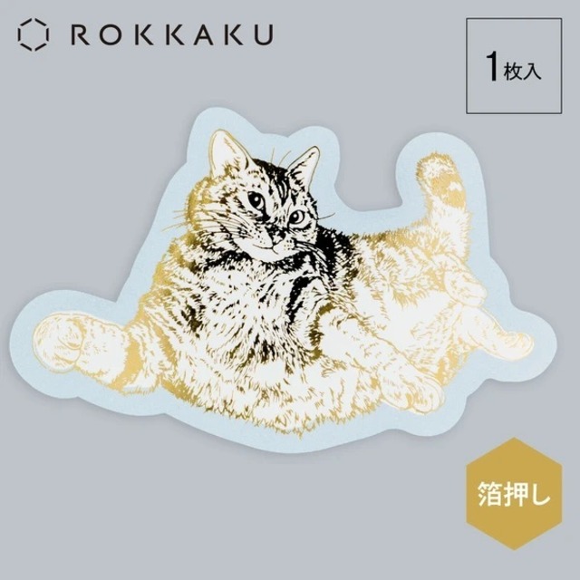 【ROKKAKU×オビワン】ステッカー「猫の舌カフェー」