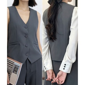 ジレ ベスト テーラードジャケット レディース 春夏秋冬 韓国 スーツベスト きれいめ シンプル 大人 カジュアル 通勤 オフィス ビジネス OL アウター 羽織り ノースリーブ ゆったり 体型カバー 大人可愛い 大人女子 [LS-CGT063]