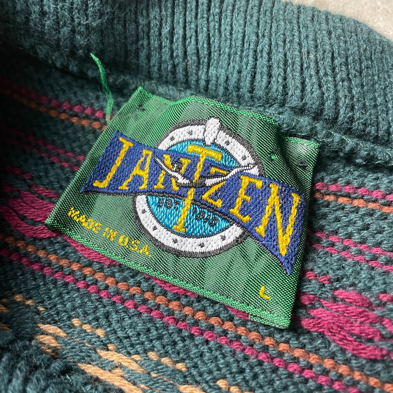 90年代 USA製 JANTZEN ジャンセン コットンニットセーター メンズL 