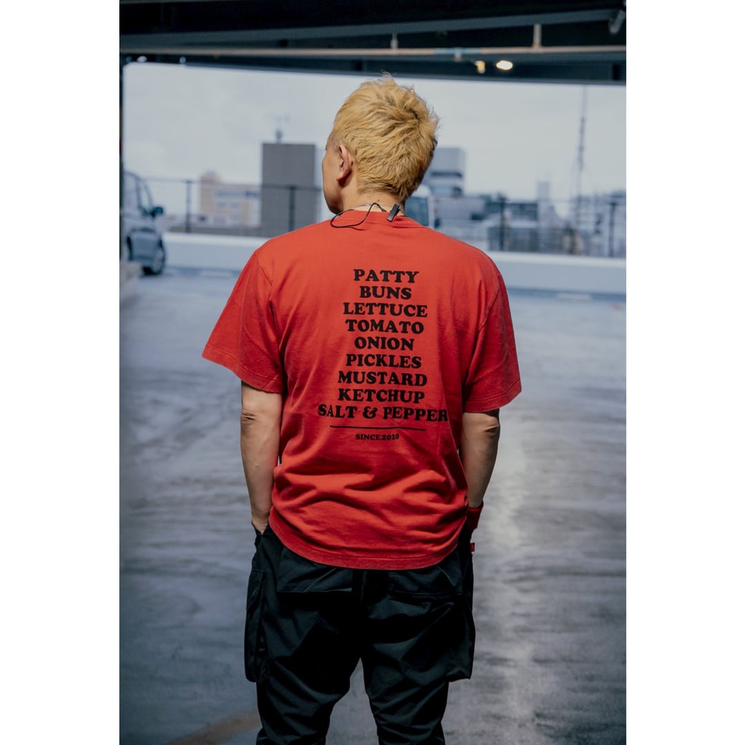 DG160 】DOGMATIC HAMBURGER T-SHIRT (FADE WASH BODY) red | DOGMATIC