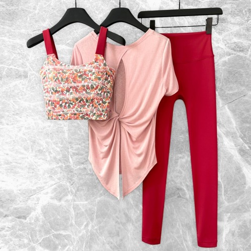 プリント柄ブラ バックオープントップス ロングレギンス3点セット *6col* Y0232 画像