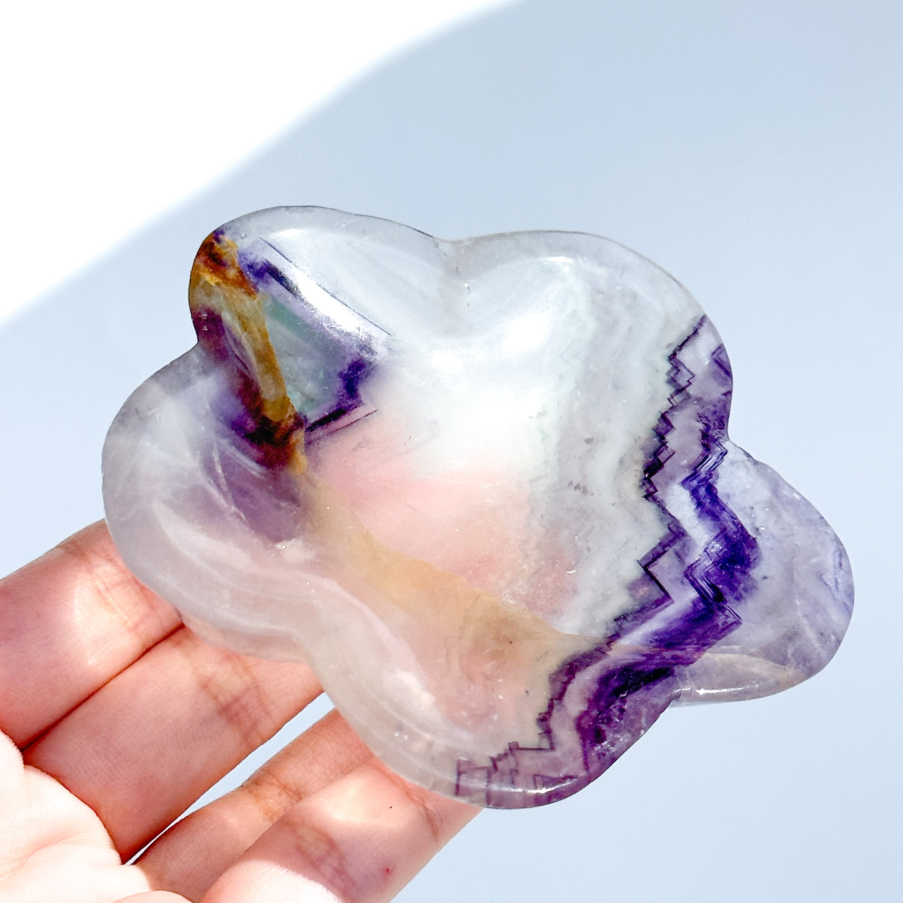 レインボーフローライト花型のうつわ03◇ RainbowFluorite ◇天然石