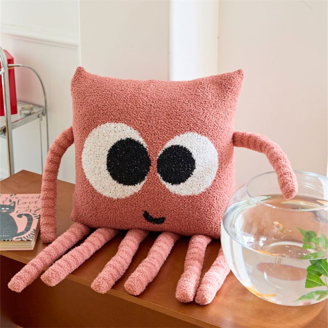 タコ クッション ぬいぐるみ 45×45cm 中材付き ダイカットクッション