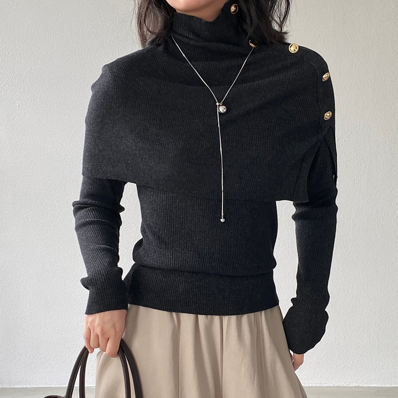 【set】ケープ×ニットトップスセット Q7237