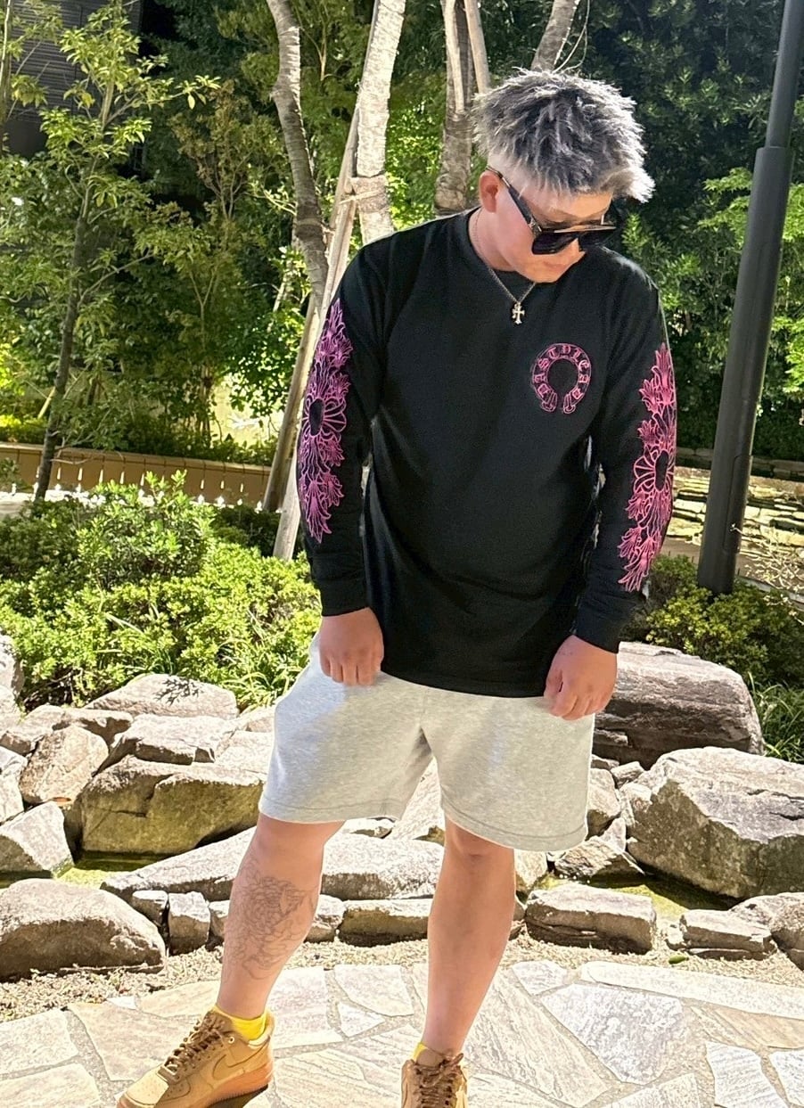 DAstyle Floral pattern Long sleeves 【black×pink】 | DAstyle