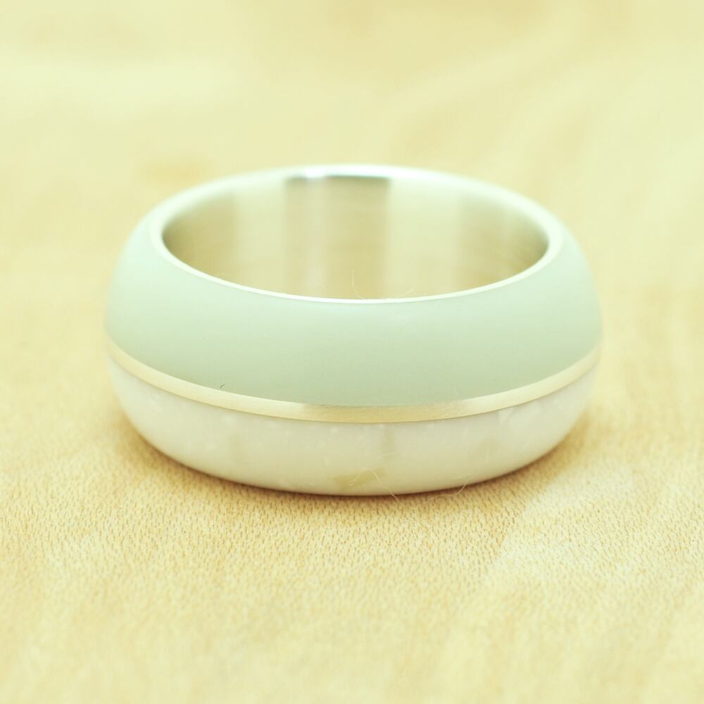 Birth room ring#10 / Color Lightgreen＆Whitemarble / Resin Silver 