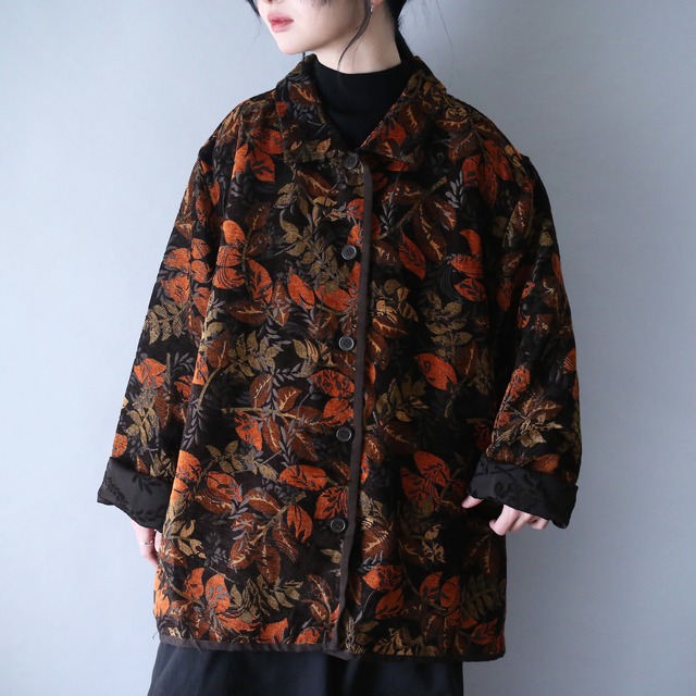 "reversible" beautiful reef motif pattern over silhouette chenille weave jacket