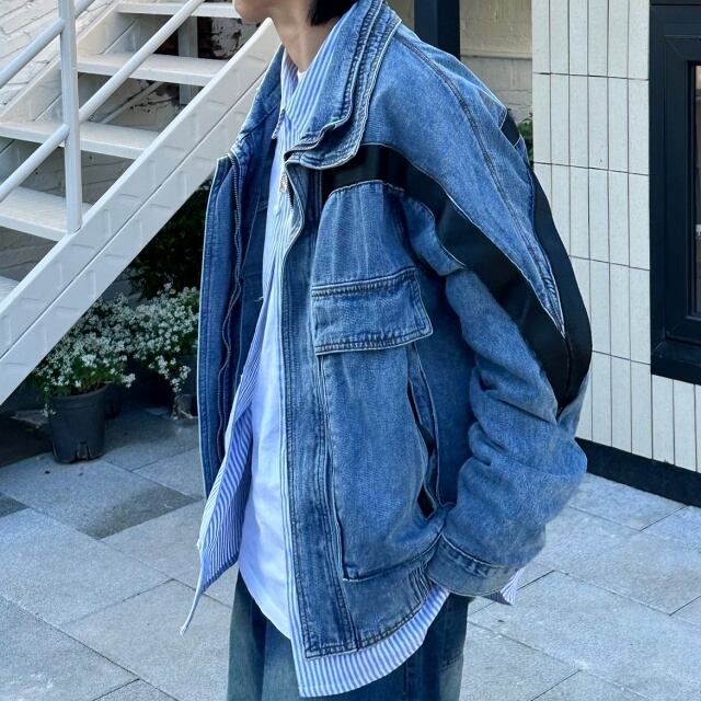 アウター M ジャンパー ブルー 美シルエット 秋 春 ブルゾン