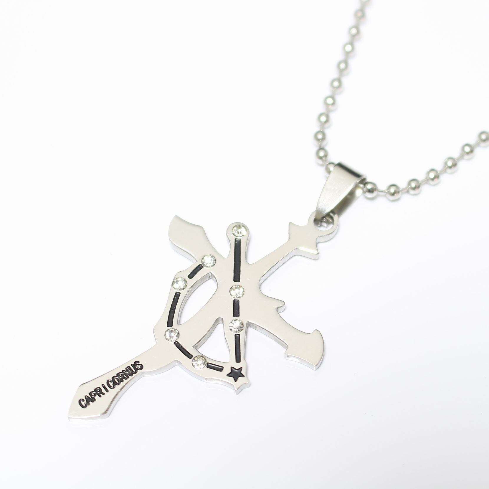ステンレス 星座型プレートペンダント(山羊座) ※チェーン付き