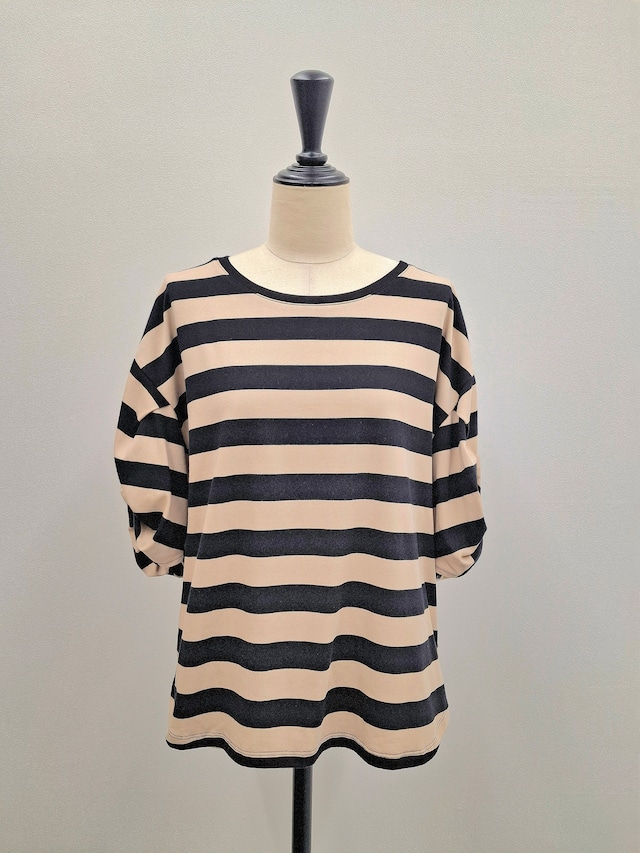 【SAMPLE SALE】ねじりスリーブプルオーバー　(ベージュ×ブラック)