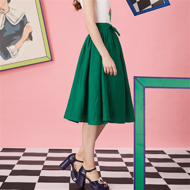 【JUNGLE ME】ウエストリボンフレアスカート　2color　10838